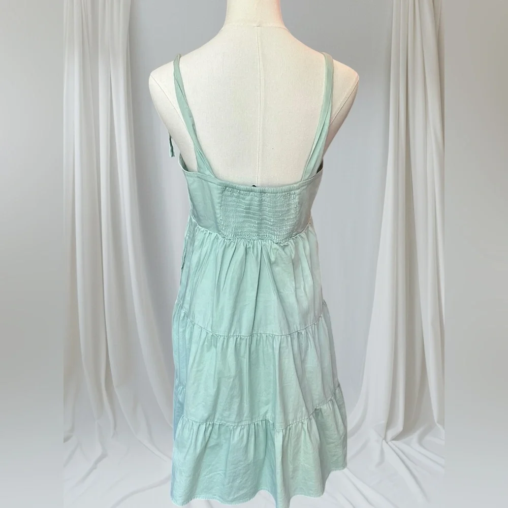S’Edge, Mint Green Tiered Mini Dress with Tie Straps, Size S | 2200